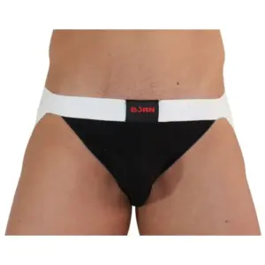 BURN - Jockstrap Brillante Negro/Blanco L - Diseño Premium