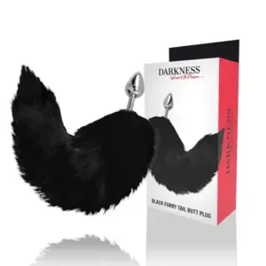 DARKNESS - Plug Anal Plateado 8 cm con Cola Negra