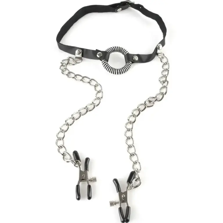 Pipedream - Gag con Pinzas de Pezón Profesional para Fetichismo