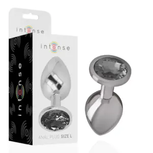 INTENSE - Plug Anal Metálico Premium con Cristal Negro Tamaño L
