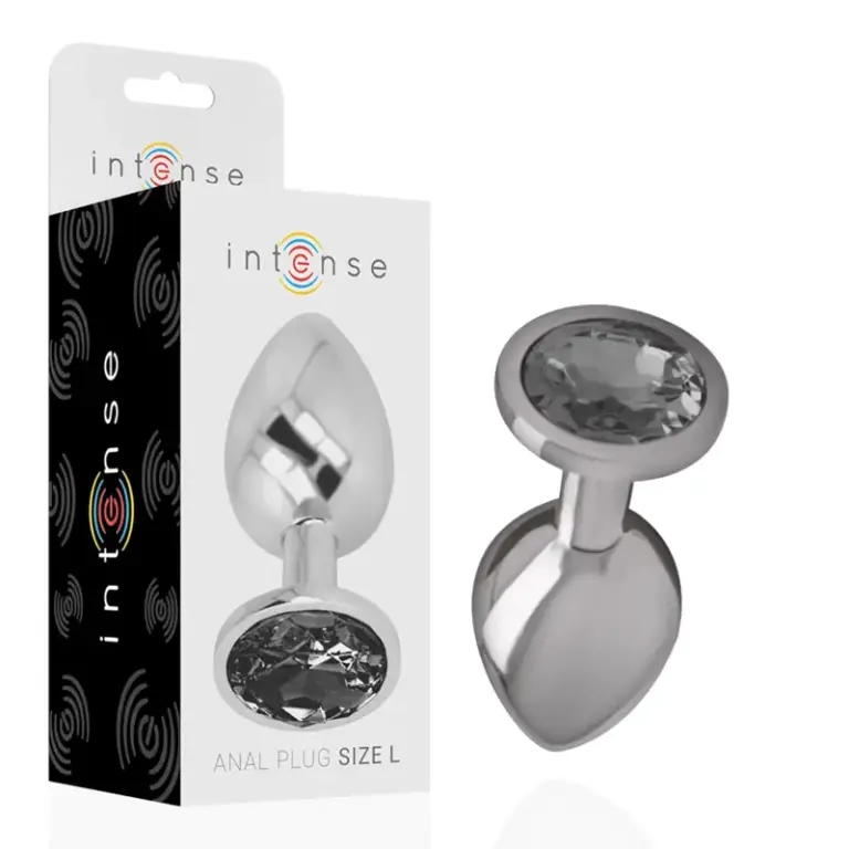 INTENSE - Plug Anal Metálico Premium con Cristal Negro Tamaño L - vista principal
