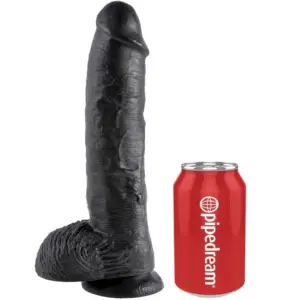 KING COCK - Dildo negro realista con testículos 25.4 cm