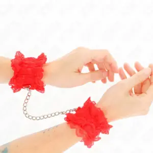 KINK - Restricciones de Muñeca Elásticas de Encaje Premium Rojo