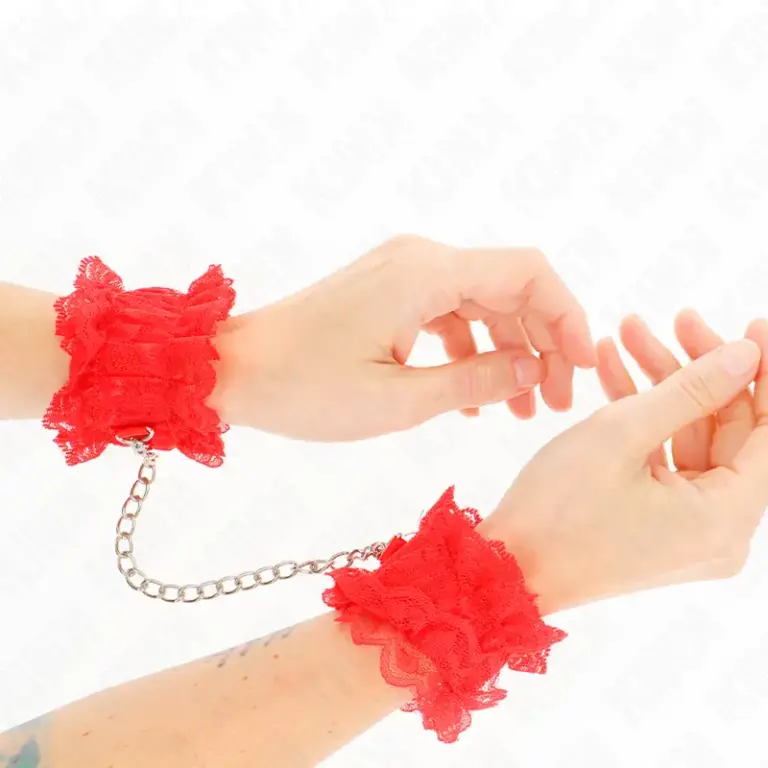 KINK - Restricciones de Muñeca Elásticas de Encaje Premium Rojo