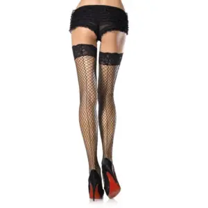 LEG AVENUE - Medias de Encaje Premium con Costura Trasera