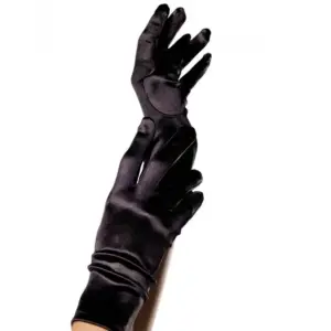 LEG AVENUE - Guantes Satinados Negros Elegantes y Adaptables - vista principal