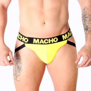 MACHO - JOCK LYCRA YELLOW Original con Diseño Abierto