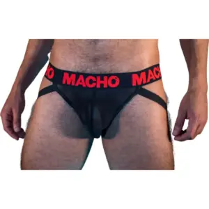 MACHO - JOCKstrap Black/Red Semitransparente Premium
