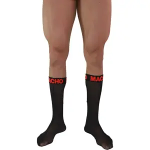 MACHO - Calcetines Fétichistas Negros/Rojos Premium | Talla Única