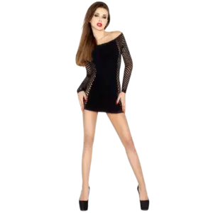 PASSION - Bodystocking Sexy Mujer BS025 Vestido Negro Original