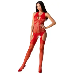 PASSION - Bodystocking Sexy con Encaje y Transparencias - Rojo - vista principal