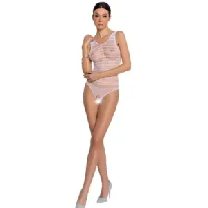 PASSION - Bodystocking Mujer BS086 Blanco Sexy y Original