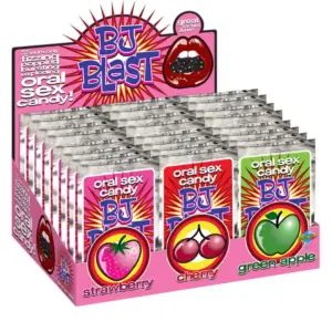PIPEDREAM - BJ BLAST: Caramelos Orales Premium de Fresa, Cereza y Manzana Verde