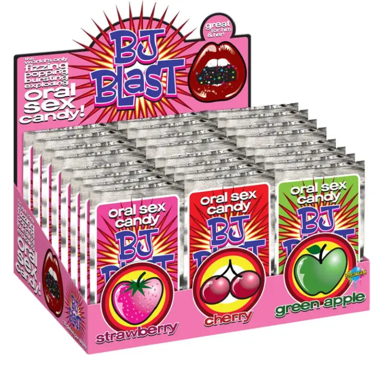 PIPEDREAM - BJ BLAST: Caramelos Orales Premium de Fresa, Cereza y Manzana Verde