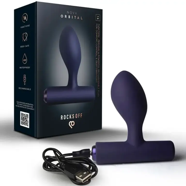 ROCKS-OFF - Premium Plug Anal Recargable Azul 16 Funciones