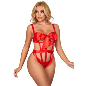 SUBBLIME - Sexy Openwork Body con Lazo Rojo L/XL