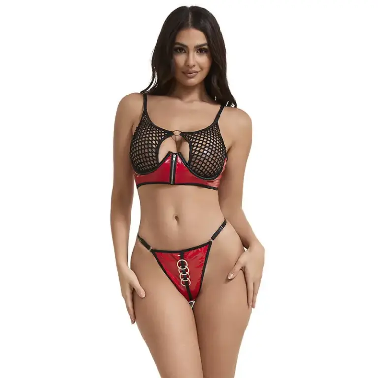 SUBBLIME - Lencería Roja Patente con Zipper Sexy y Moderno - vista principal