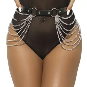 SUBBLIME - Cinturón de Cadena de Cuero Negro Premium