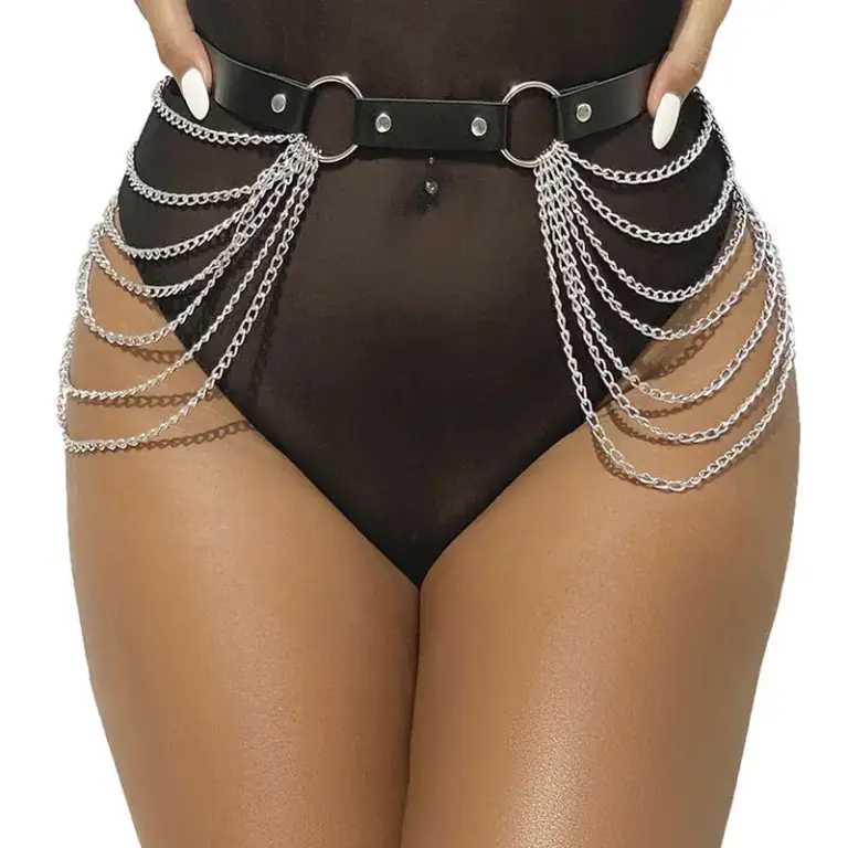 SUBBLIME - Cinturón de Cadena de Cuero Negro Premium - vista principal