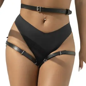 SUBBLIME - Arnes de Cuero para Cintura y Pierna Negro Premium