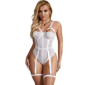 SUBBLIME - Teddy con detalle de liguero blanco S/M - vista principal