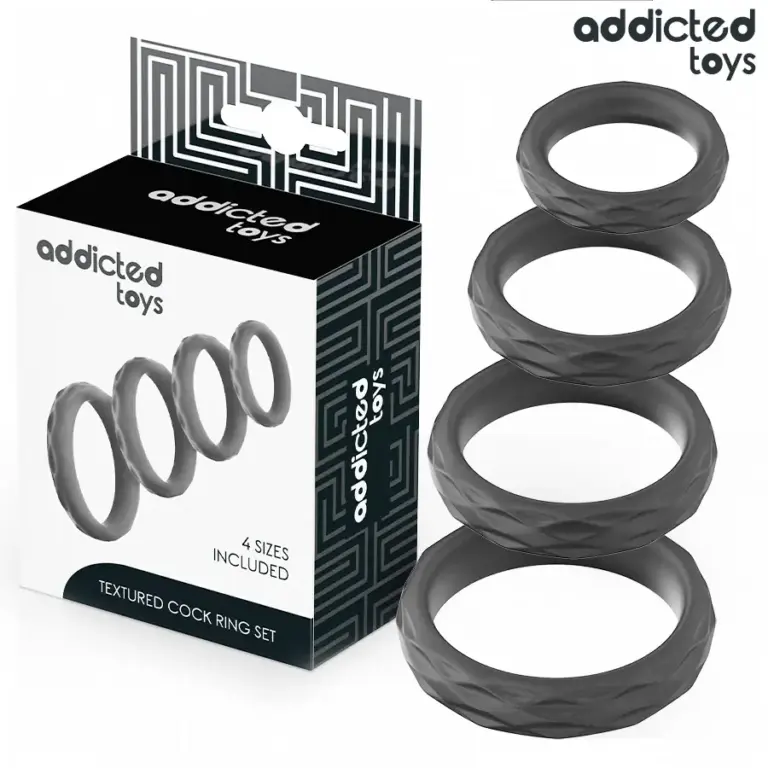 Addicted Toys | Set de cuatro anillos texturizados de silicona