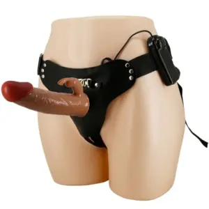 PRETTY LOVE Marion Harness Universal con Dildo Vibrador 19 cm Marrón