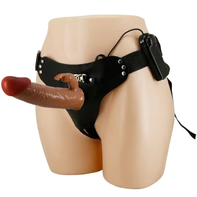 PRETTY LOVE Marion Harness Universal con Dildo Vibrador 19 cm Marrón
