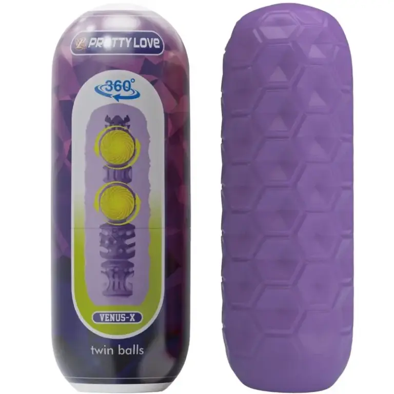 PRETTY LOVE - Twin Balls Male Masturbator Purple para placer intenso