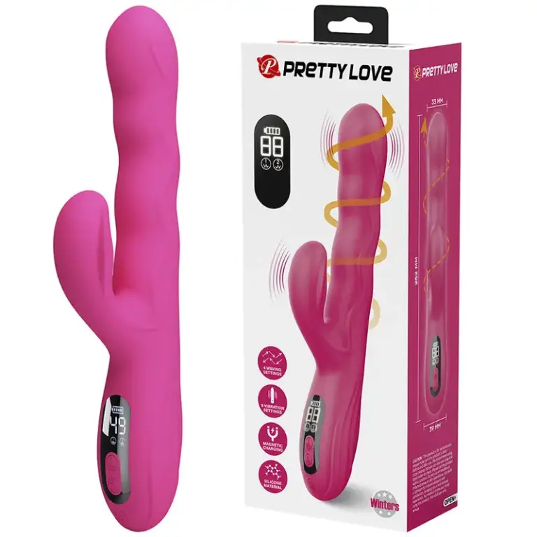 Pretty Love Winters Vibrador Rabbit Multifunción con Pantalla LED Rosa