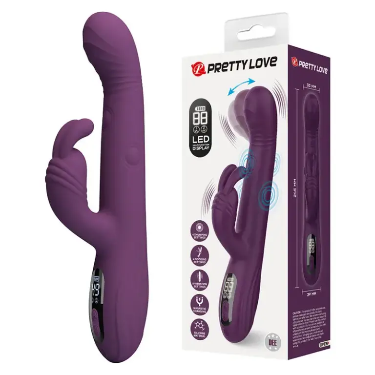 Pretty Love Dee Vibrador Rabbit Multifunción con Pantalla LED Morado