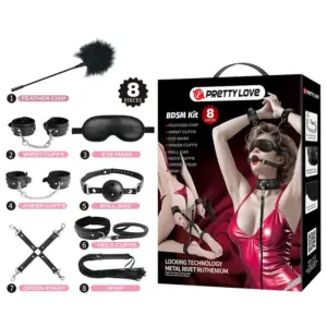 PRETTY LOVE - Kit BDSM de 8 piezas en negro elegante para parejas
