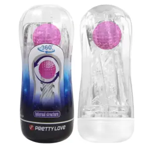 PRETTY LOVE - 360º Textured Masturbation Cup Clear para sensaciones envolventes