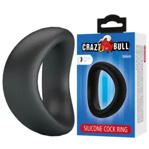 Crazy Bull Valen Ergonomic Silicone Cock Ring Black para erecciones firmes
