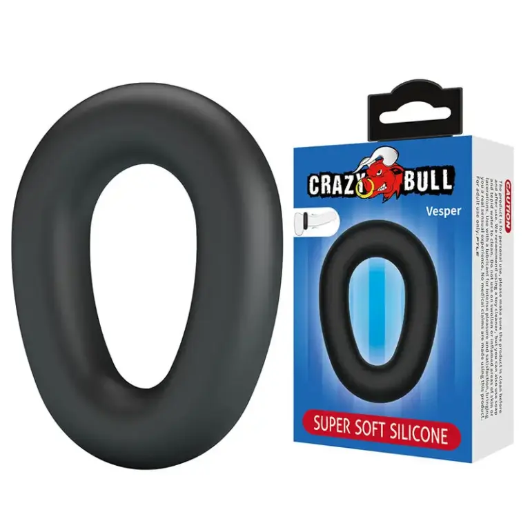 Crazy Bull Vesper Super Soft Silicone Cock Ring Black - Anillo pene flexible y cómodo
