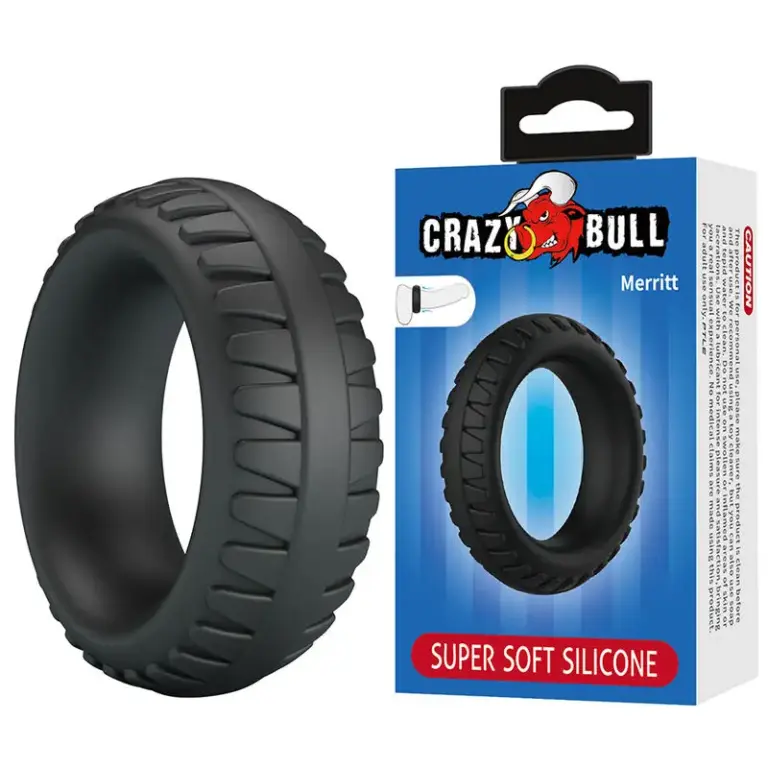 Crazy Bull Merritt Textured Silicone Cock Ring Black de silicona flexible