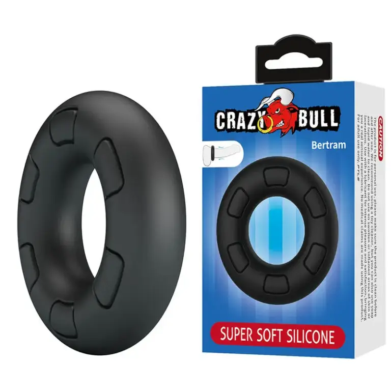 Crazy Bull Bertram Super Soft Silicone Cock Ring Black para erecciones firmes
