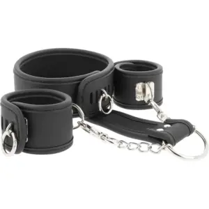 FETISH SUBMISSIVE - Collar y Esposas de Cuero Vegano Premium