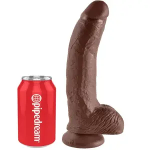 KING COCK - Dildo realista marrón de 22,9 cm con bolas y ventosa