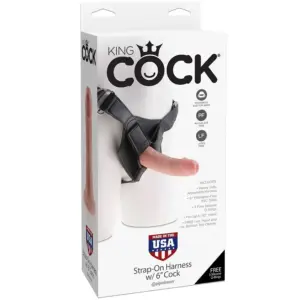 King Cock - Arnés con pene realista 15,20 cm para strap-on