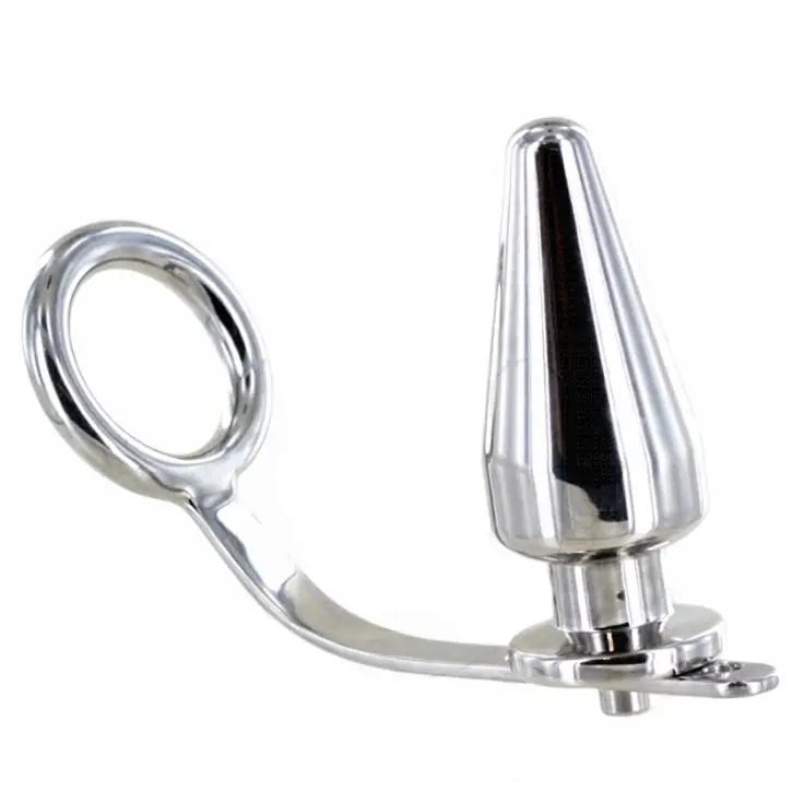 METAL HARD - Anillo de acero con plug anal profesional