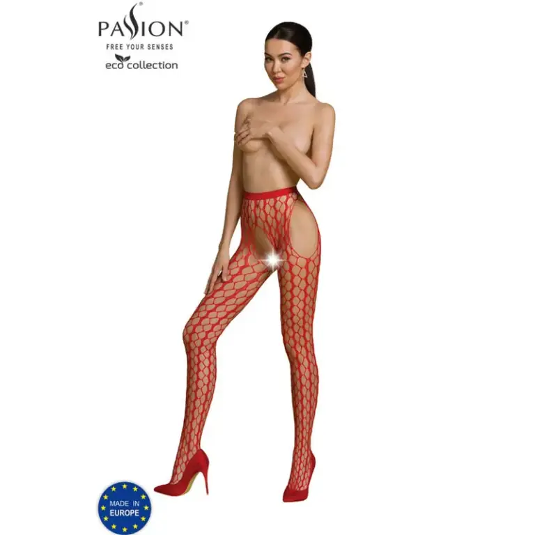PASSION - Bodystocking Sexy Eco S007 Rojo | Diseño Premium