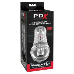 PDX ELITE ViewTube Plus: masturbador transparente de 21 cm con agarre ergonómico