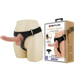 PRETTY LOVE - Harness Briefs Dildo Kevin 19 cm Natural Premium