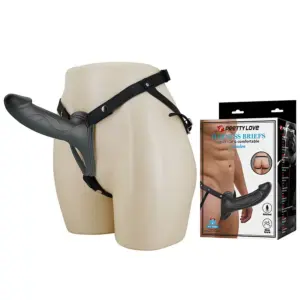 PRETTY LOVE - LANDON BLACK VIBRATING STRAP-ON Premium para Parejas