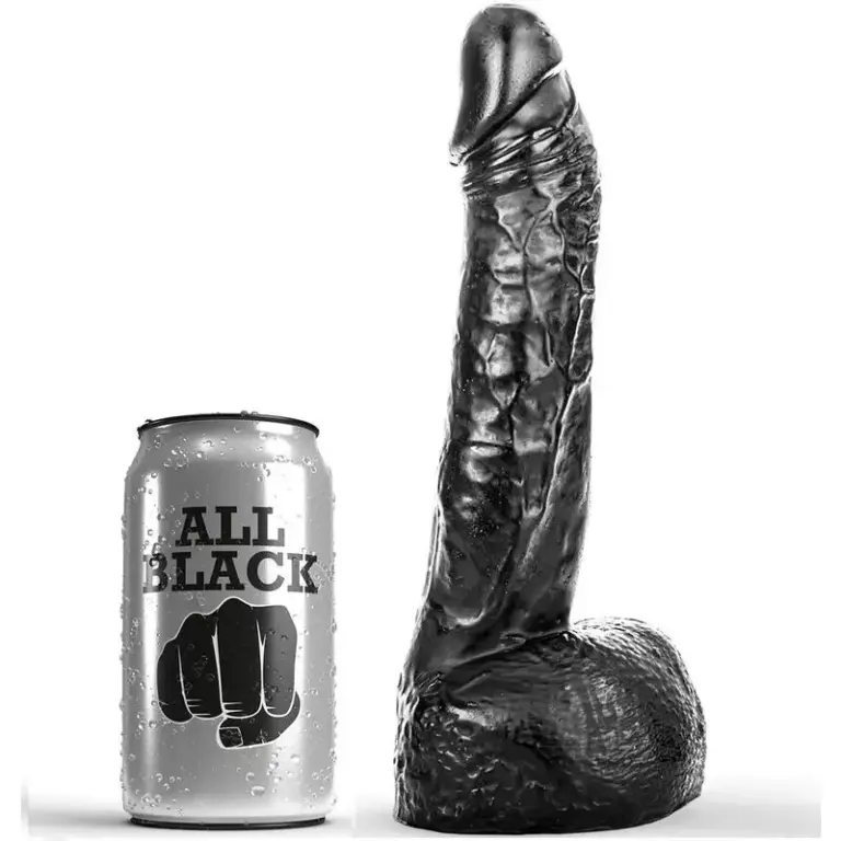 ALL BLACK - FISTING DILDO 20 CM: dildo realista para fisting seguro