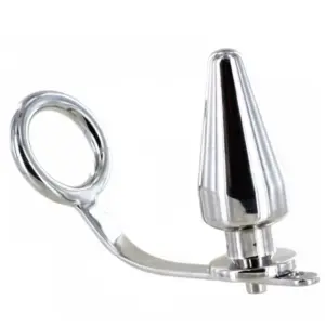 Metal Hard - Anillo de Acero con Plug Anal 45 x 50 mm para BDSM