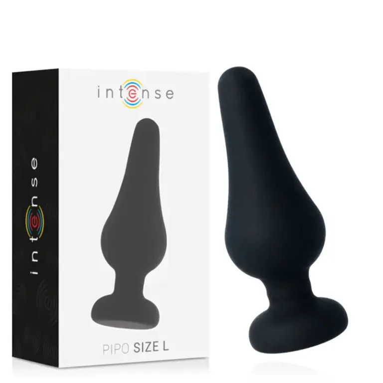 INTENSE - Anal Plug Pipo L negro de silicona suave 13 cm
