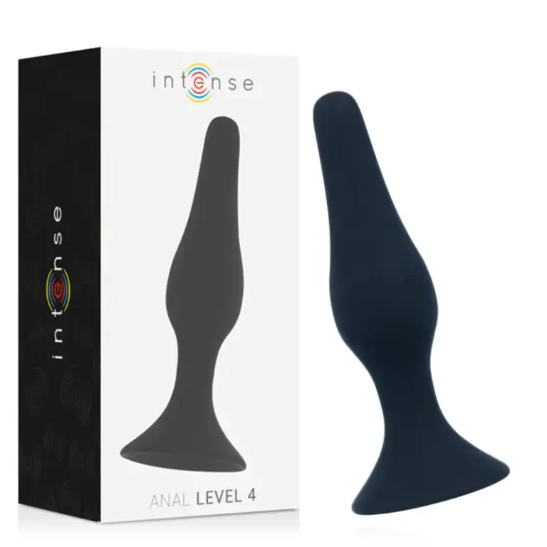 INTENSE - ANAL LEVEL 4 15.5CM BLACK, plug anal de silicona suave y firme