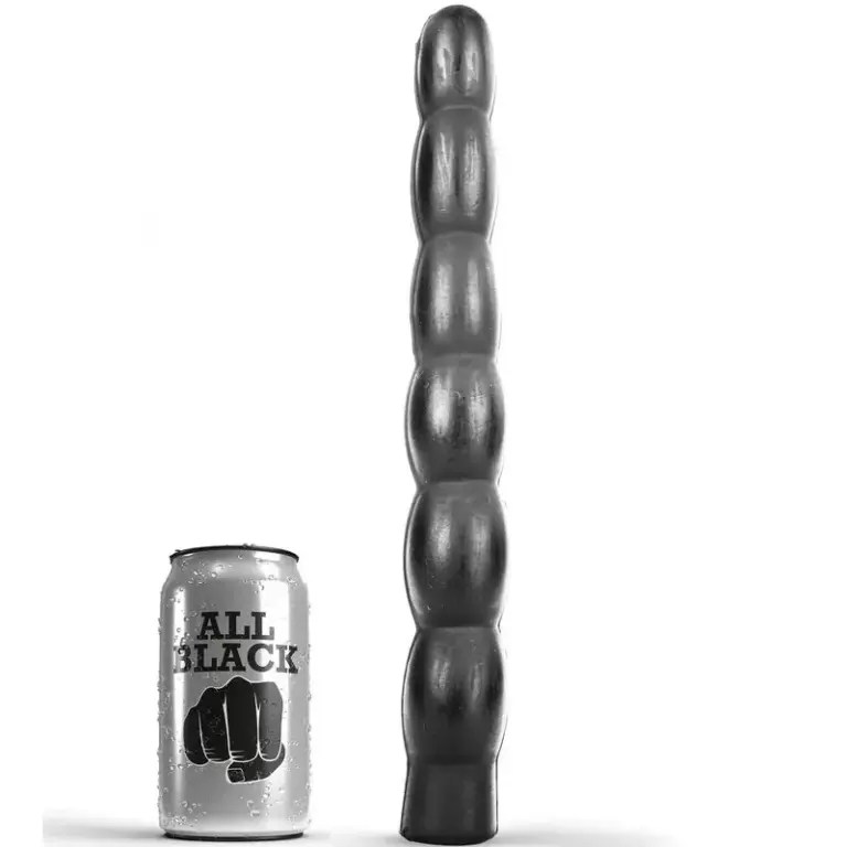 ALL BLACK - Dildo Anal 32 cm con textura ondulada y suave